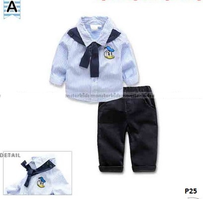 setelan kemeja jeans donal bebek